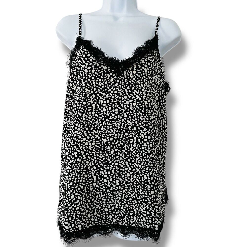 Jodifl Black White Cheetah Animal Print Satin Camisol Top Medium NWT Adjustable